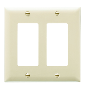 Pass & Seymour TP262I Thermoplastic Two Gang Decorator Wall Plate, Ivory