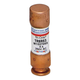 Mersen TR8R Current Limiting Time Delay Fuse, 8 A, 250 VAC/125 VDC, 200/20 kA, Class RK5, Cylindrical Body