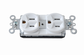 Pass & Seymour PlugTail PT5362-W Duplex Extra Heavy Duty Straight Blade Receptacle, 125 VAC, 20 A, 2 Poles, 3 Wires, White