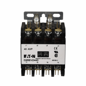 Cutler-Hammer C25ENE440A 40A 3-Pole Definite Purpose Contactor, Box Lugs (Posidrive Setscrew) and Quick Connect Terminals (Side-by-Side), 440-480V Coil
