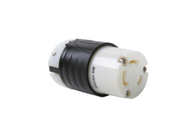 Pass & Seymour Turnlok L1030-C 3-Phase Locking Connector, 125/250 VAC, 20 A, 3 Poles, 3 Wires, Black/White