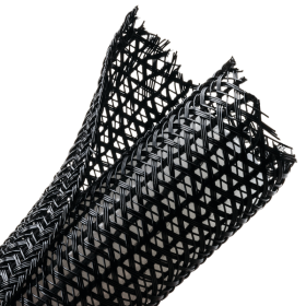 HellermannTyton 170-03130 1-1/2 In. Black Split Wrap Braided Sleeving, Polyester, 75 Ft. per Bulk Reel