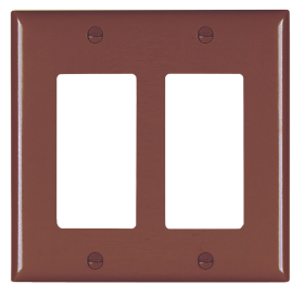 Pass & Seymour TP262 Thermoplastic Two Gang Decorator Wall Plate, Brown Thermoplastic Plate