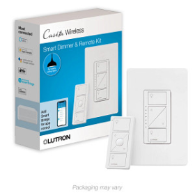 Lutron P-PKG1W-WH In-Wall Light Dimmer Kit, 600W, 120V - Includes: (1) In-Wall Light Dimmer, (1) Pico 3-Button Remote Control, and (1) Claro Wallplate