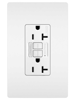Pass & Seymour radiant 2097-NTLTRW Combination Self-Test Tamper Resistant GFCI Receptacle With Matching TP Wallplate and Nightlight, 125 VAC, 20 A, 2 Poles, 3 Wires, White