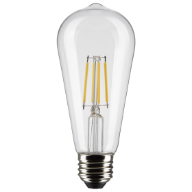 Satco S21360 ST19 LED Filament Lamp, 5 Watts, 2700K, Medium E26 Base, 425 Lumens, Dimmable, Warm White, 6 per Pack