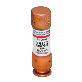 Mersen TR15R Current Limiting Time Delay Fuse, 15 A, 250 VAC/125 VDC, 200/20 kA, Class RK5, Cylindrical Body