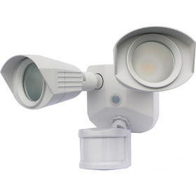 Satco 65-217 Dual-Head LED Security Light with Motion Sensor, 20 Watts, 1900 Lumens, White Finish