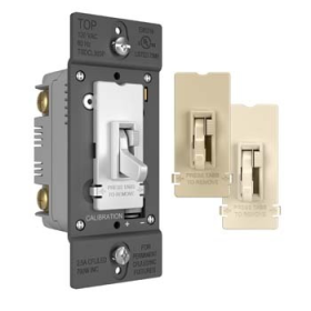 Pass & Seymour TSDCL303PTC Slide Dimmer and Toggle Switch, Single-Pole/3-Way, Compatible with CFL/LED (Up to 300 Watts) and Incandescent/Halogen (Up to 700 Watts), Tri-Color (Ivory, White, Light Almond)