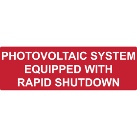 HellermannTyton 596-00474 "PHOTOVOLTAIC SYSTEM EQUIPPED WITH RAPID SHUTDOWN" Pre-Printed Red Reflective Vinyl Solar Installation Label, 5.5 In. x 1.75 In., 50 per Roll