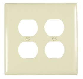 Pass & Seymour TPJ82I Duplex Receptacle Openings, Two Gang, Ivory Thermoplastic Plate