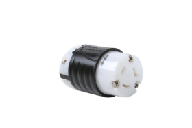 Pass & Seymour Turnlok L720-C 3-Phase Locking Connector, 277 VAC, 20 A, 2 Poles, 3 Wires, Black/White