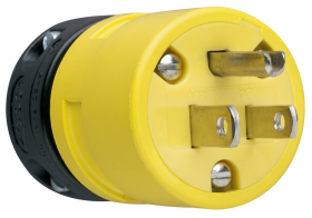 Pass & Seymour 1447 Dust Tight Straight Blade Plug, 125 VAC, 15 A, 2 Poles, 3 Wires, Yellow