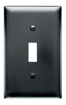 Pass & Seymour TP1BK Toggle Switch Openings, One Gang, Black Thermoplastic Plate