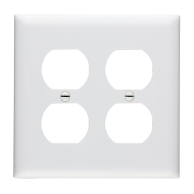 Pass & Seymour TP82W Duplex Receptacle Openings, Two Gang, White Thermoplastic Plate