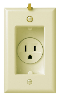 Pass & Seymour S3713I Clock Hanger Receptacles, Recessed with Smooth Wall Plate, 15A, 125V, Ivory