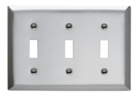 Pass & Seymour SS3 Toggle Switch Openings, Three Gang, 302/304 Stainless Steel Wall Plate