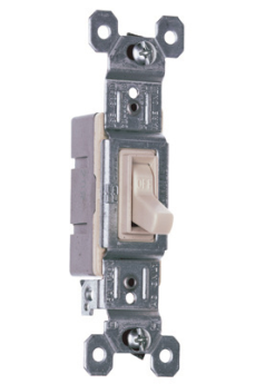 Pass & Seymour TradeMaster 660-LAG, Single Pole, Self-Grounding Toggle Switch, 120 VAC, 15 A, 1/2 hp