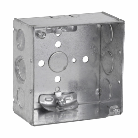 Crouse-Hinds TP450 4 In. Square 2-1/8 In. Deep Welded Steel Box with NMB Clamps and Ground Bump, 1/2 & 3/4 In. Knockouts
