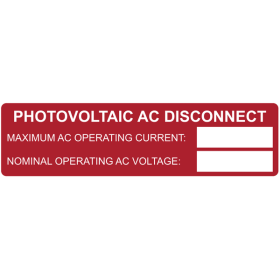HellermannTyton 596-00239 "PHOTOVOLTAIC AC DISCONNECT" Printable Red Reflective Polyester Solar Rating Labels, 3.75 In. x 1 In., 50 per Roll