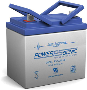 Power Sonic PS-12350NB3 Rechargeable Battery, 12V, 35.0 Ah, NB3 Terminals, ABS Plastic Case, 7.68 In. Length