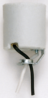 Satco 90-760 Keyless Porcelain Socket with 1/8 IPS Hickey, Pre-Wired with 10 In. Leads, Unglazed Aluminum Screw Shell, 660 Watts, 250 VAC