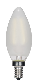 Satco S21704 B11 LED Lamp, 4.5 Watts, Candelabra E12 Base, 350 Lumens, Dimmable, Warm White, 2 per Pack