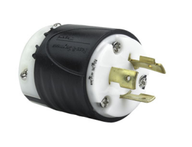 Pass & Seymour Turnlok L720-P Locking Plug, 277 VAC, 20 A, 2 Poles, 3 Wires, Black/White
