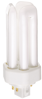 Satco S8343 T4 Triple Compact Fluorescent Lamp, 18 Watts, PL 4-Pin GX24q-2 Base, 1200 Lumens, Neutral White