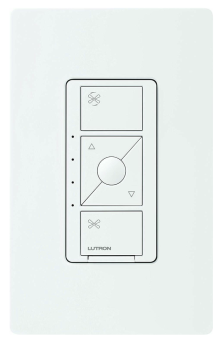 Lutron PD-FSQN-WH Caseta Single-Pole or 3-Way Fan Speed Control Switch, Quiet 4-Speed Operational Mode, White