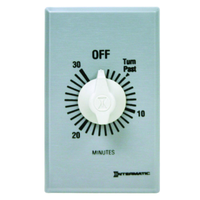 Intermatic FF30MC 30-Minute Max Spring Wound Countdown Timer, Commercial Style, No Hold, 125-277 VAC, SPST, Silver