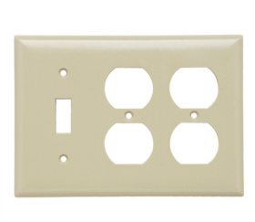 Pass & Seymour Sierraplex SP182-I Standard Combination Wallplate, 3 Gangs, Ivory, 5 in, Thermoplastic