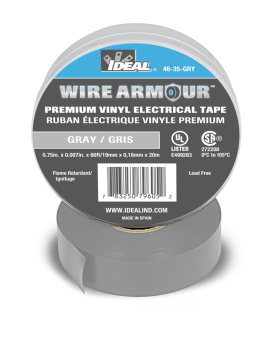 Ideal Wire Armour 46-35-GRY Color Coding Premium Professional Grade Electrical Tape, 3/4 in W x 66 ft L, 7 mil THK, Vinyl, Gray