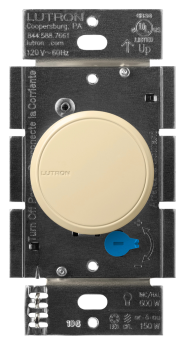 Lutron RCL-153PNL-IV Dalia LED+ Single-Pole or 3-Way Rotary Knob Dimmer Switch with Locator Light, 150W LED, 600W Incandescent, 120VAC, Ivory