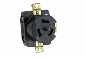 Pass & Seymour Turnlok CS6369 3-Phase Single Locking Receptacle, 125/250 VAC, 50 A, 3 Poles, 4 Wires, Black