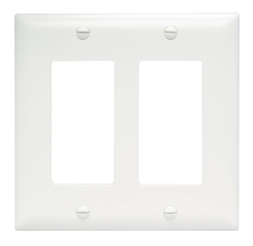 Pass & Seymour TP262W Thermoplastic Two Gang Decorator Wall Plate, White