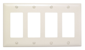 Pass & Seymour TP264I Decorator Openings, Four Gang, Ivory Thermoplastic Plate