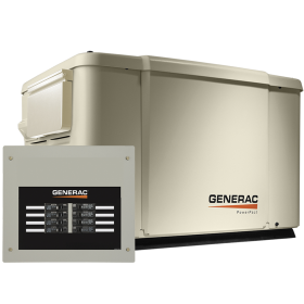 Generac 6998-1 7.5/6kW WiFi Enabled Air-Cooled Standby Generator Steel Enclosure 8-Circuit Loadcenter & Transfer Switch Included