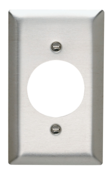 Pass & Seymour SS721 Power Outlet Receptacle Openings, One Gang, 302/304 Stainless Steel Plate