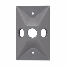 Crouse-Hinds TP7320 1-Gang 3-Hole 1/2 in Thread Weatherproof Outlet Box Cover Gray