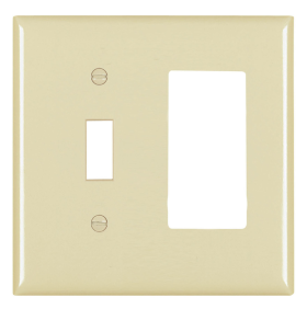 Pass & Seymour TP126 Combination Openings, 1 Toggle Switch and 1 Decorator, Two Gang, Brown Thermoplastic Plate