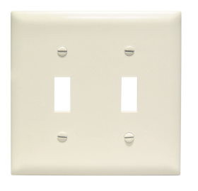 Pass & Seymour TP2LA Toggle Switch Openings, Two Gang, Light Almond Thermoplastic Plate