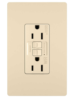 Pass & Seymour radiant 1597-TRWRI Self-Test Tamper/Weather Resistant Duplex GFCI Receptacle With Matching TP Wallplate, 125 VAC, 15 A, 2 Poles, 3 Wires, Ivory