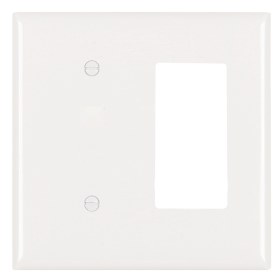 Pass & Seymour Sierraplex SP1426-W Standard Combination Wallplate, 2 Gang, White, 7.8 in, Thermoplastic
