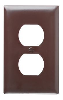 Pass & Seymour TP8 Duplex Receptacle Openings, One Gang, Brown Thermoplastic Plate