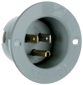 Pass & Seymour 5278SS Flanged Inlet, Gray 15 A, 125 VAC, 3W