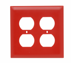 Pass & Seymour TradeMaster TP82-RED Standard Receptacle Wallplate, 2 Gangs, Red, 4.7 in, Thermoplastic