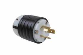 Pass & Seymour 7311SS Non-NEMA 3 Wire Plug - Black Back, White Front Body Twistlock, 20 A, 125/250 VAC, 3W