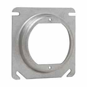 Crouse-Hinds TP477 4 In. Square 5/8 In. Raised Steel Box Cover, 2-3/4 In. Opening with Ears