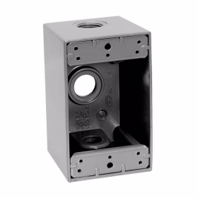 Crouse-Hinds TP7074 1-Gang 3-Hole 1/2 in Thread Deep Weatherproof Outlet Box Gray